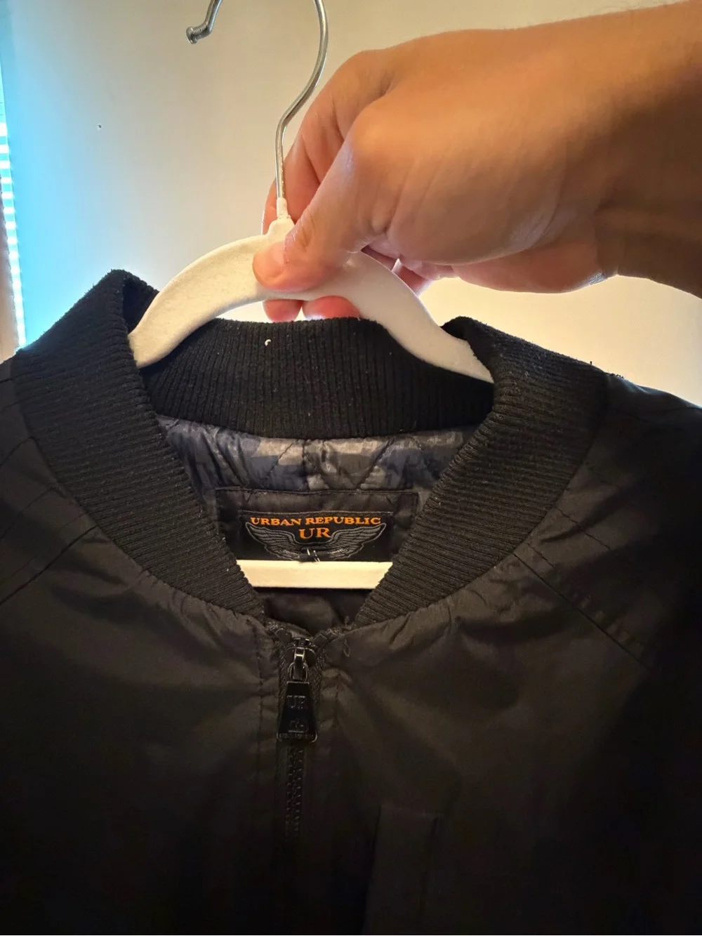 Urban Republic Black Men's Bomber Jacket with Zip Front
